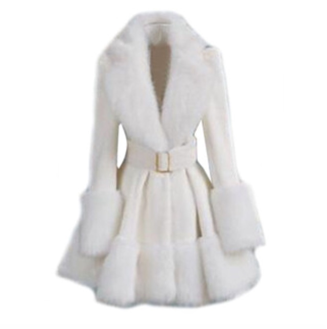 Choies White Lapel Long Sleeve With Belt Pouf Coat $83