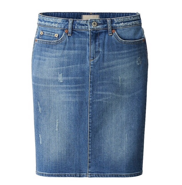 UNIQLO Women Pure Blue Japan Denim Pencil Skirt $30