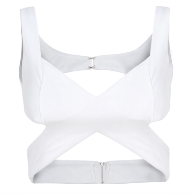 White Wrap Front Crop Bustier Spaghetti Strap Top $11